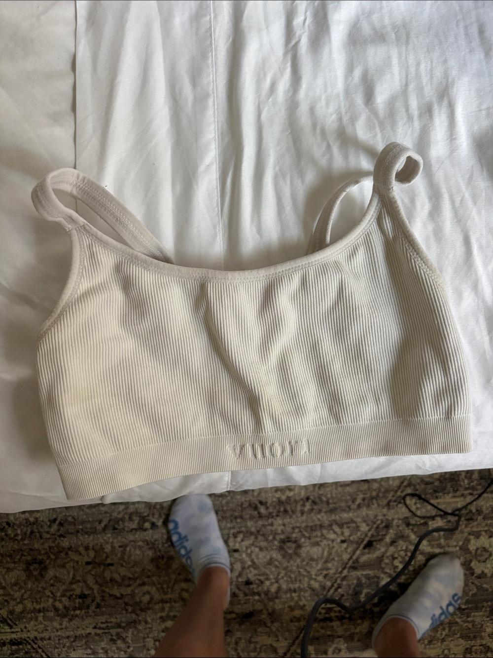 Vuori Ribbed Cream Sports Bralette